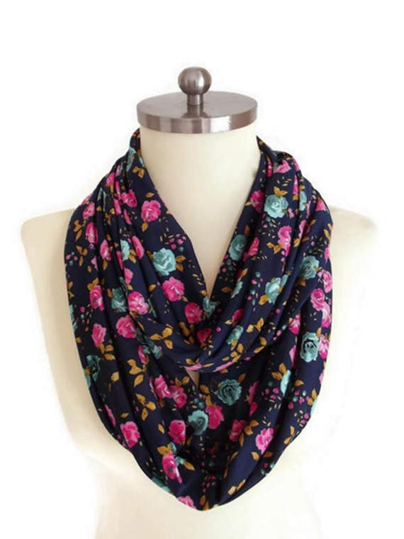 Christmas Women Gifts idea Floral Print Jersey Infinity Scarf