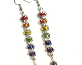 Rainbow Chainmail Ladder Earrings