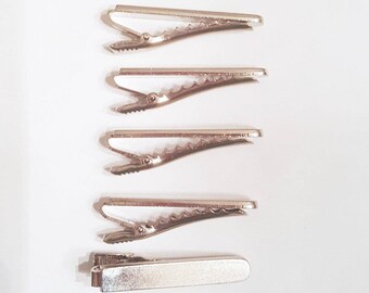10 lot DIY Medium Rounded Tie Bar Tie Clips Glue On metal findings