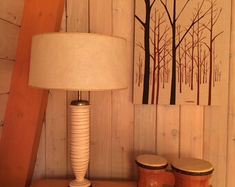 Mid Century Fiberglass Drum LampShade Atomic Era Lamp Shade Perfect Condition
