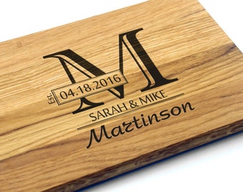 Personalized Wedding Gift, Bridal Shower Gift, Monogram Cutting Board. Wedding Gift for couple, Custom Wedding Gift, Wedding Present