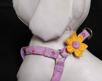 Step in Dog Harness Flower Set/Purple And Yellow Butterfly Print - Size XXS, XS, S, M