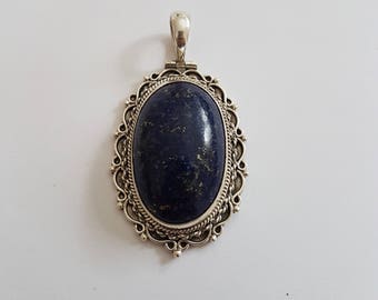 Lapis Lazuli Gemstone Sterling Silver Pendant