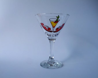 Handpainted cocktail glass