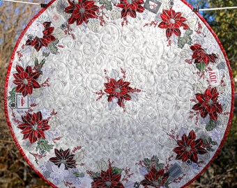 PAPER PATTERN for a COLLAGE style Good Tidings Christmas 29" Round Table Topper Quilt