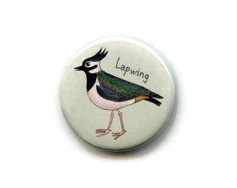 Lapwing Magnet, Wader 38mm Round Button Seabird Fridge Magnet, Memo Board Magnet,