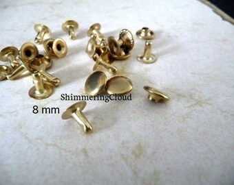 Snap rivets, 8 mm, snap grommets, Brass Rivets, raw brass, metal jewelry findings, brass jewelry, grommets, unusual, rare, gold tone