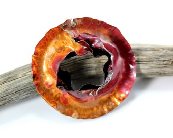 Red Rose Pendant, Fold Formed Copper Flower Pendant, Sterling Silver, Copper Necklace, Copper Pendant, Silver Jewelry, Silver Pendant, Rose