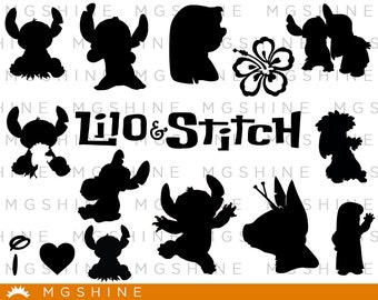 Lilo and Stitch SVG for Cricut, Silhouette - Lilo and Stitch silhouette - Lilo Stitch png clipart - Lilo & Stitch dxf vector files - TS27