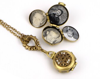 Four Photo Locket, Modern Vintage Locket, Picture Locket, Victorian Photo Locket, Picture Locket Gift, Photo Locket Gift, Locket Girlfriend