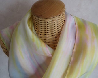 Silk scarf, handpainted, Rainbow pastel@evysoie