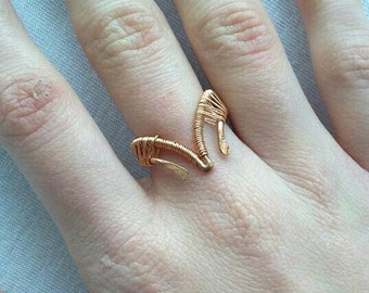 Bohemian wire adjustable ring, bohochic copper ring, gypsy style jewelry