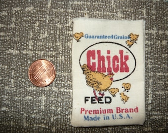 Miniature Chick Feed Chicken Feed Bag Empty 1/12 Scale Dollhouse Feed Sack