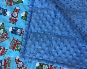 Thomas the train with Minky fabric 35X40