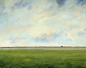 Landscape Oil Painting CUSTOM Modern Abstract Sky Cloud Field Art by J Shears