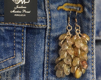 Earrings in silver and rutilated quartz