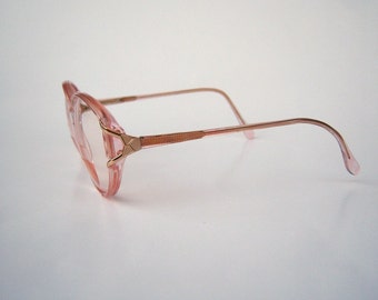 80s eyeglasses / Crystal Pink by Marchon/ large round eyeglasses / clear plastic, womens eyeglasses sunglasses