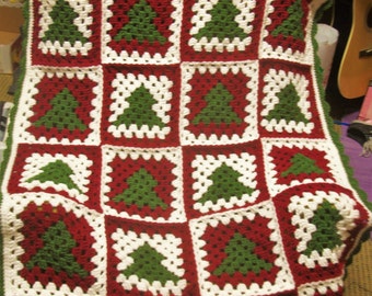 CROCHET PATTERN Christmas Tree Granny Square Afghan