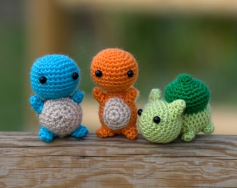 First Generation Pokemon amigurumi - Charmander amigurumi - Squirtle amigurumi - Bulbasaur Amigurumi - Amigurumi Pokemon - Pokemon Crochet