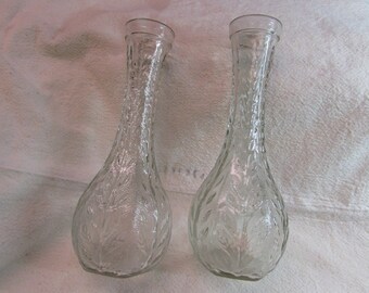 Vintage FTD Clear Glass Vases, Set of 2