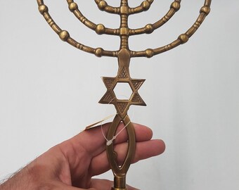 Grafted In Messianic Brass Copper Vintage Menorah 11" -29cm Israel Candle Holder