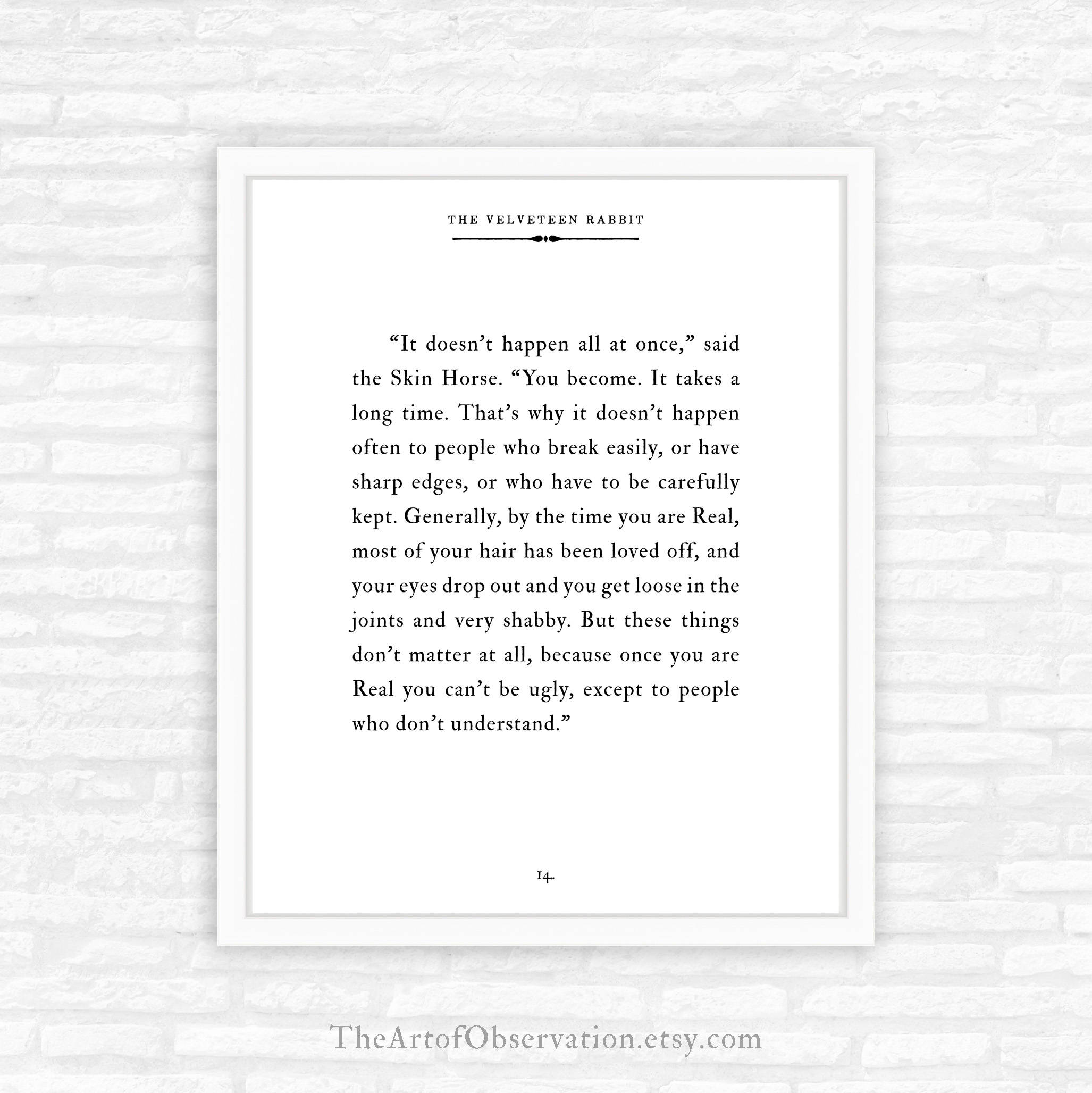 velveteen rabbit print quote typography becoming real