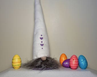 SPRING VALENTINES GNOME, purple, swedish gnome, valentines day gift, nordic nisse, scandinavian gnome, elf, tomte, easter decoration, vätter