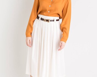 80s White Gathered Skirt M