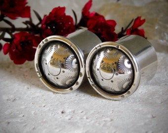 Concho >>> Sterling Silver Gauge Earrings