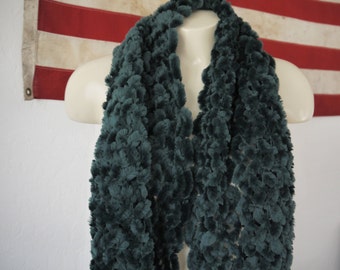 FREE SHIPPING** Green Fur Scarf / Vintage Rabbit Fur Scarf / Vintage Fur Shawl / Vintage fringe fur scarf / Fur Stole /
