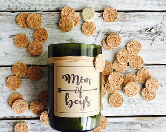 mom of boys...Candles made out of recycled wine bottles....Wine scented
