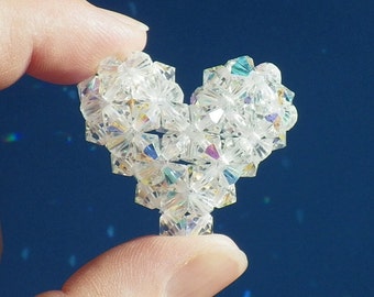 Crystal Heart, Beaded Heart, Puffy Crystal Heart, Made With Vintage Swarovski Crystal Beads, Sun Catcher