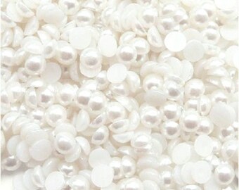 CHOOSE SIZE White Flatback Pearls Diy Deco Plastic Scrapbooking Embellishments Decoden Craft Supply Half Round 2mm 3mm 4mm 5mm 6mm 8mm 10mm