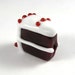 Free Shipping for this Handmade Slice of Red Velvet Cake Glass Bead with White Frosting and Red Dots on Top