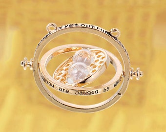 FREE S&H Time Traveling Harry Potter Inspired Turner Spinning Pendant 4 Necklace Gold Plated Hermione Cosplay Charm Travel Quote Always