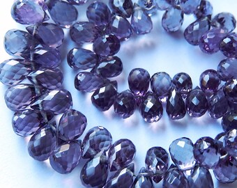 Topaz Gemstone. Mystic Purple Faceted Teardrop Briolette, Semi Precious Gemstone Bead. 8mm. Pairs or Non Matching 1 - 9 Briolettes (52mtz)