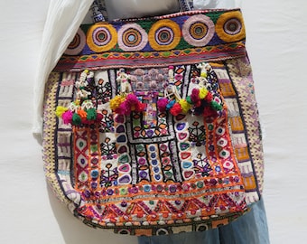 Banjara Bag|Authentic|Gypsy|Tote|Large Shoulder Bag|Boho|Bohemian|Tassels|60s|Patchwork|Hippie|Handmade|Detail Embroidery|Multicolored|1810