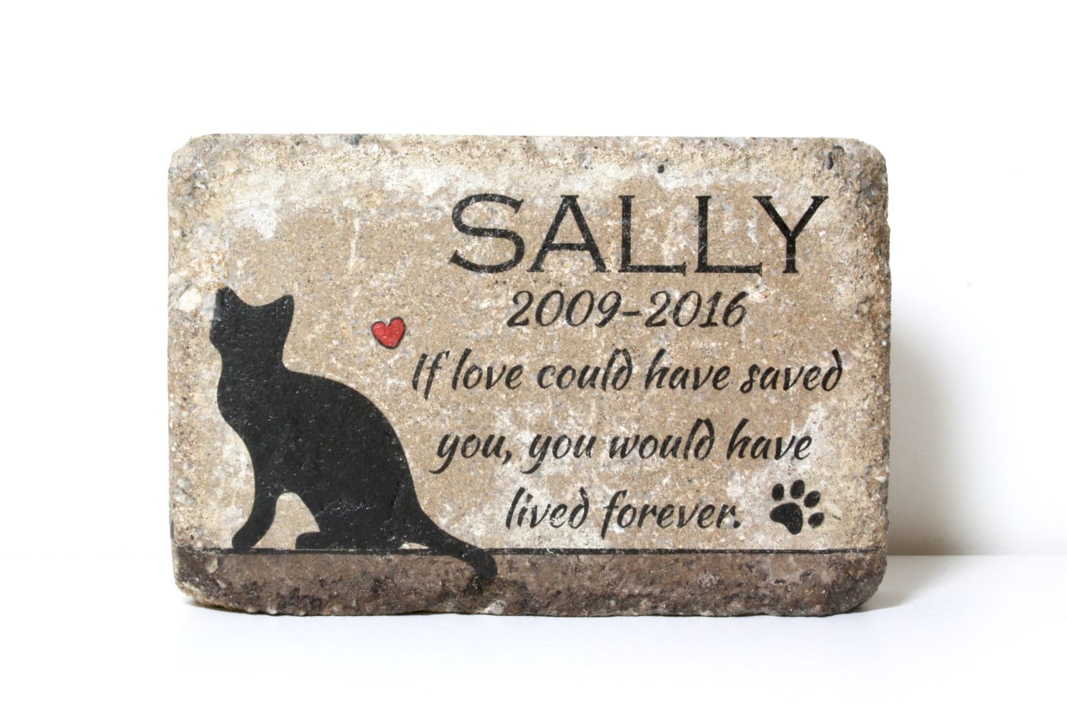 PERSONALIZED CAT Memorial Stone. 6x9 Burial Marker. Tumbled
