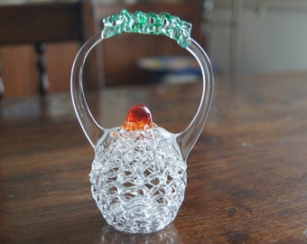 Unusual Vintage Twisted Glass Basket