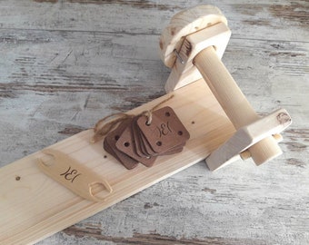 Tablet weaving loom set with 10 tablets and weaving shuttle, wooden card weaving set for beginners, totally handmade, viking living history