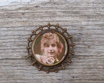 Vintage Antique 1890/1900 French Victorian photo locket brooch antique