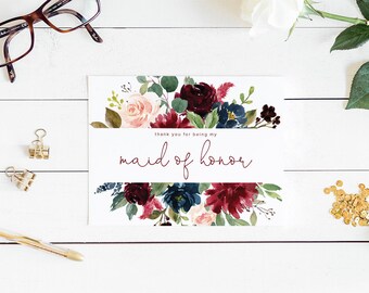 Thank you for being my bridesmaid, wedding thank you, bridesmaid thank you card, thank you card, thank you bridesmaid card, wedding card
