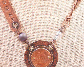 Lucky Wheat Penny OOAK Necklace
