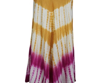 Orange/Pink Cover-Up Tank Dress Sleeveless Fit Flare Rayon Tie Dye Boho Chic Beach Wear Sexy Dresses