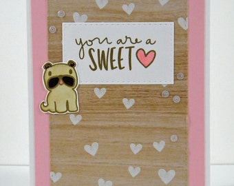 Pug Sweet Heart Card, Pug Thank you card