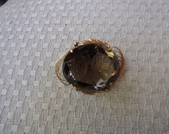 14K Smoky Topaz brooch/pin