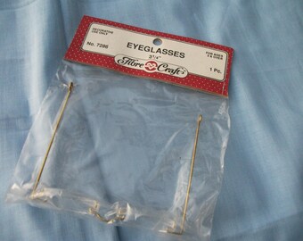 Doll Eyeglasses 3 1/4" Fibre Craft 7286 for Mrs. Claus Santa Grandma Dolls and Teddy Bears Doll Crochet Craft Sewing MINT IN PACKAGE