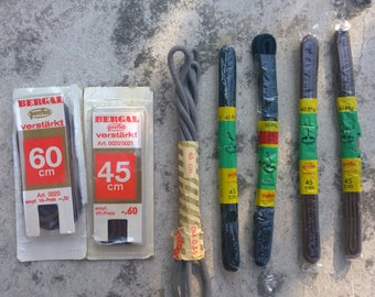 Lot of vintage shoelaces, Brown shoelaces, Black shoelaces, Grey shoelace/Cotton shoelaces