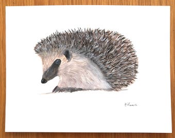 Hedgehog watercolour painting, original watercolour painting, hedgehog artwork, nursery art, original art, hedgehog painting, one of a kind