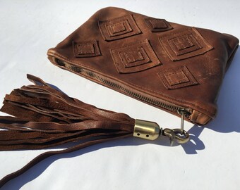 Buttery Soft Leather, Leather Clutch, Boho Clutch, Tribal Clutch, Bohemian Clutch, Boho Leather Clutch, African Clutch, Leather African Bag